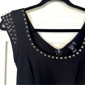Stud Spike Black Peplum Top